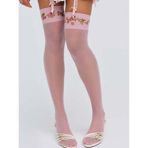 For Love & Lemons Rose Vine Thigh-High Socks M/L / Pink